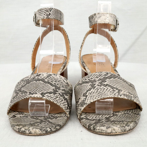 J Crew Sandals Womens 6 M Gray Animal Print Block Heels Ankle Strap Shoes - Picture 3 of 14
